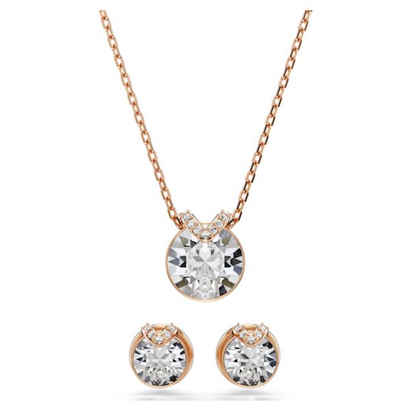 Bella V set Round cut, White, Rose gold-tone plated - Image 8
