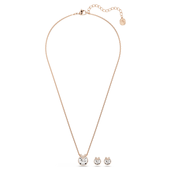 Bella V set Round cut, White, Rose gold-tone plated - Image 3