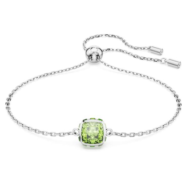 Birthstone bracelet Square cut, August, Green, Rhodium plated - Image 6