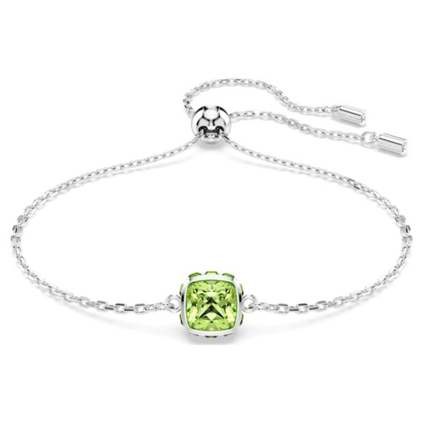 Birthstone bracelet Square cut, August, Green, Rhodium plated - Image 2