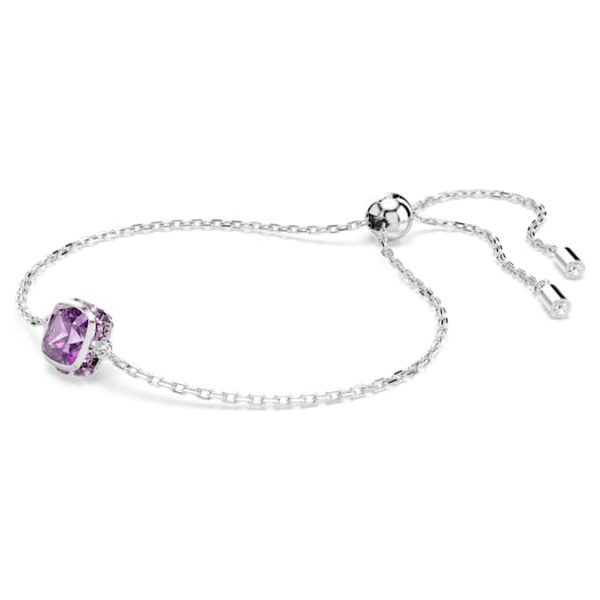 Birthstone bracelet Square cut, February, Purple, Rhodium plated - Image 2