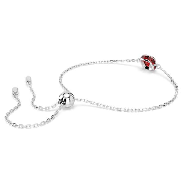 Birthstone bracelet Square cut, January, Red, Rhodium plated - Image 5