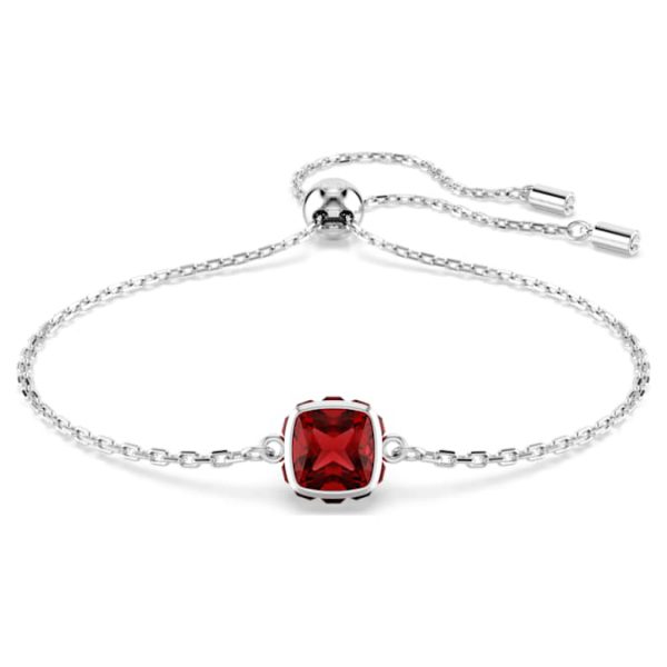 Birthstone bracelet Square cut, January, Red, Rhodium plated - Image 6