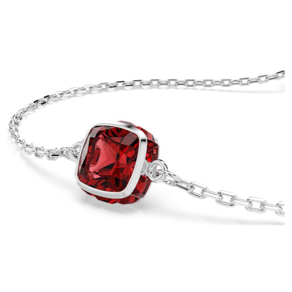 Birthstone bracelet Square cut, January, Red, Rhodium plated - Image 4