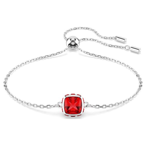 Birthstone bracelet Square cut, July, Red, Rhodium plated - Image 2