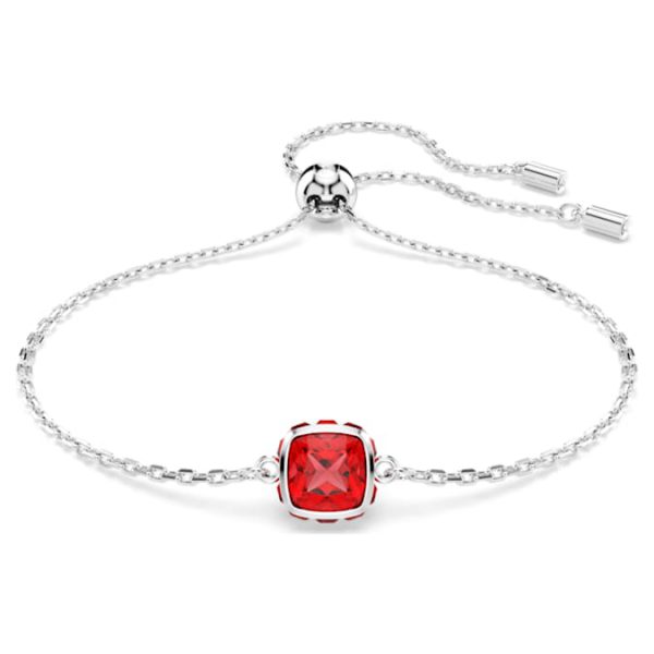 Birthstone bracelet Square cut, July, Red, Rhodium plated - Image 6