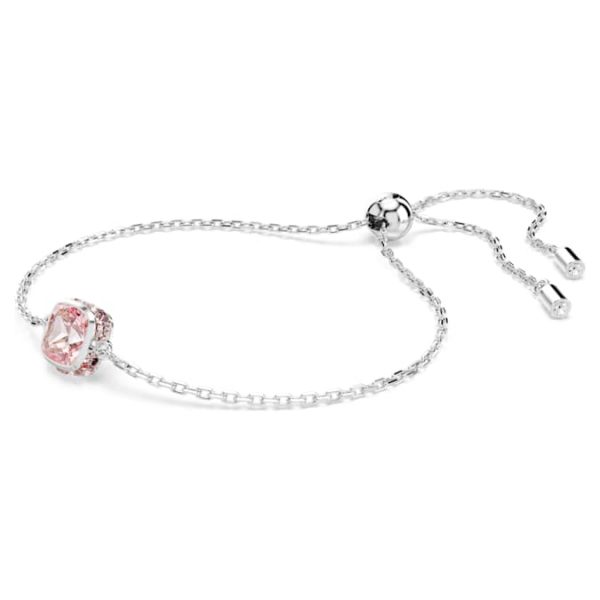 Birthstone bracelet Square cut, June, Pink, Rhodium plated - Image 2
