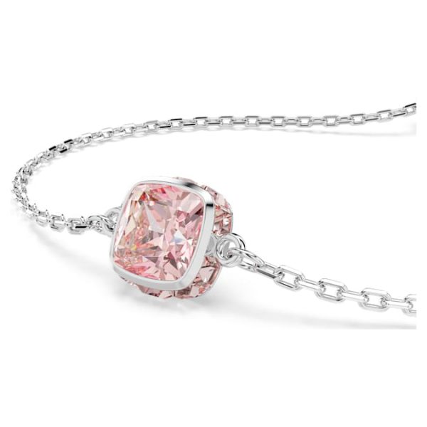 Birthstone bracelet Square cut, June, Pink, Rhodium plated - Image 4