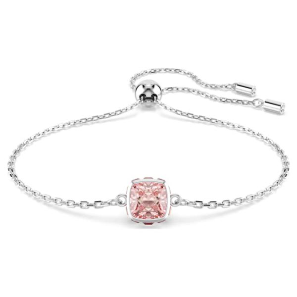 Birthstone bracelet Square cut, June, Pink, Rhodium plated - Image 6