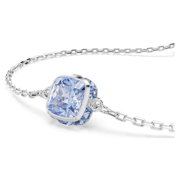 Birthstone bracelet Square cut, March, Blue, Rhodium plated - Image 4