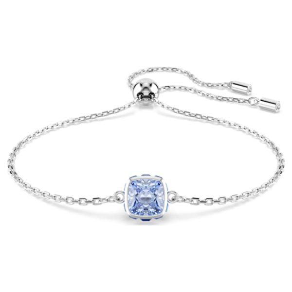 Birthstone bracelet Square cut, March, Blue, Rhodium plated - Image 6