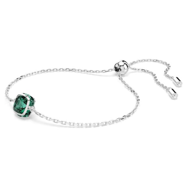 Birthstone bracelet Square cut, May, Green, Rhodium plated - Image 2