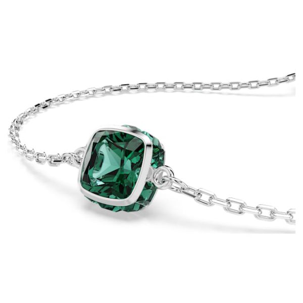 Birthstone bracelet Square cut, May, Green, Rhodium plated - Image 4
