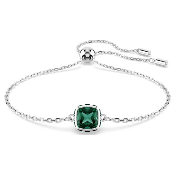 Birthstone bracelet Square cut, May, Green, Rhodium plated - Image 6