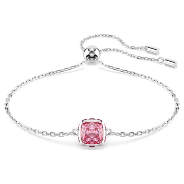 Birthstone bracelet Square cut, October, Pink, Rhodium plated - Image 2