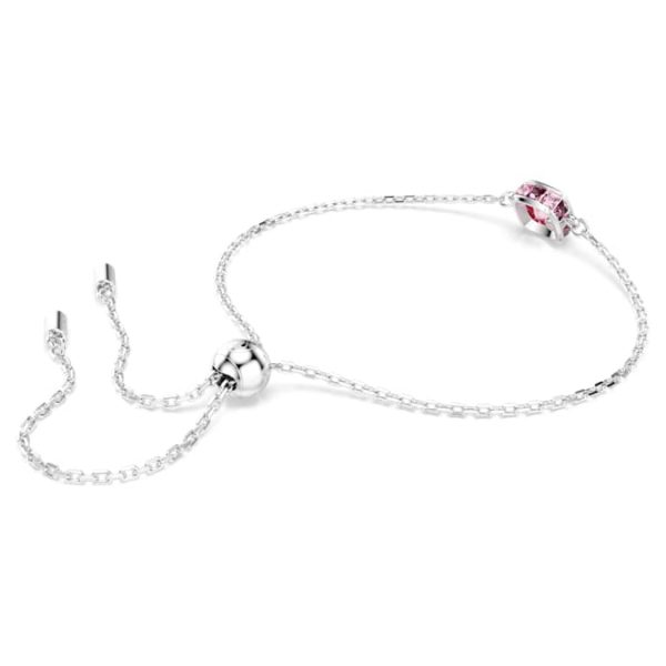 Birthstone bracelet Square cut, October, Pink, Rhodium plated - Image 5