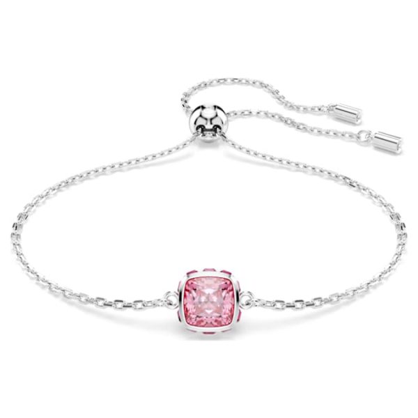 Birthstone bracelet Square cut, October, Pink, Rhodium plated - Image 6