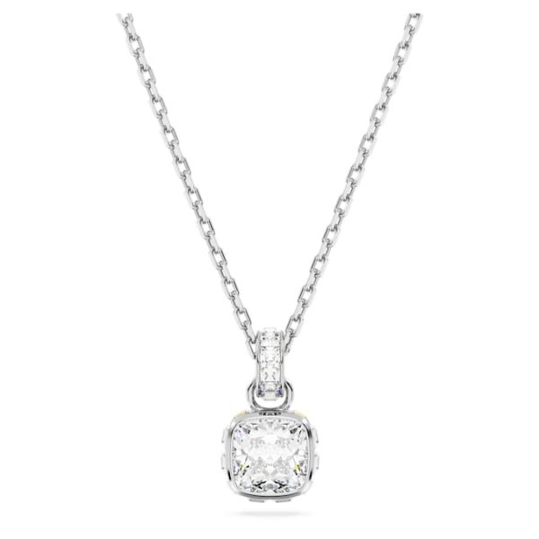 Birthstone pendant Square cut, April, White, Rhodium plated - Image 2