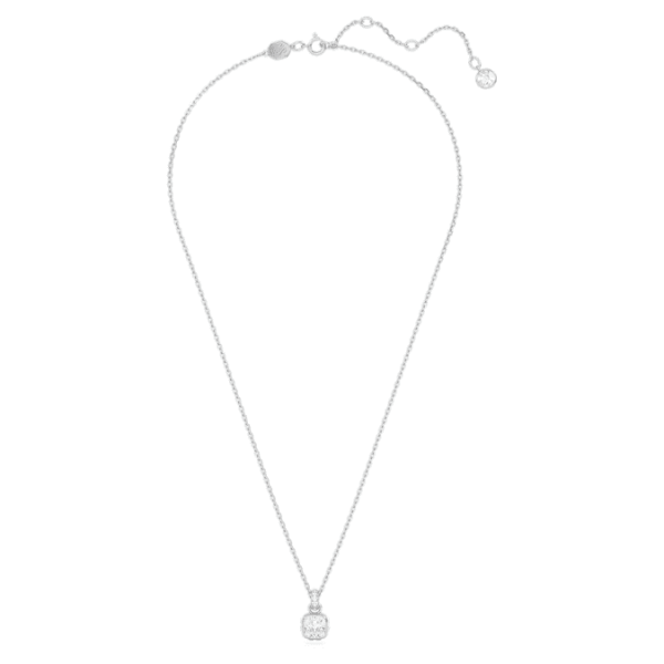 Birthstone pendant Square cut, April, White, Rhodium plated - Image 3
