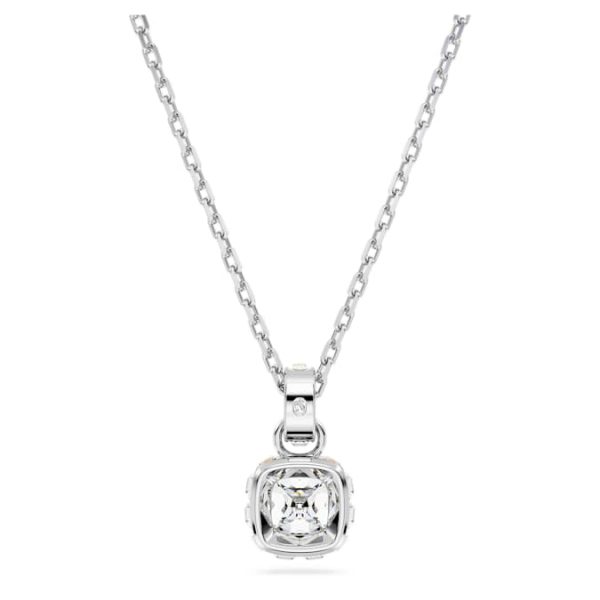 Birthstone pendant Square cut, April, White, Rhodium plated - Image 5