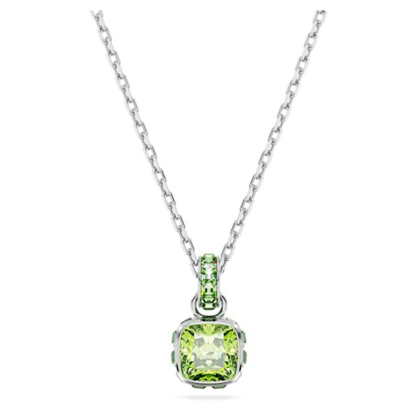 Birthstone pendant Square cut, August, Green, Rhodium plated - Image 2