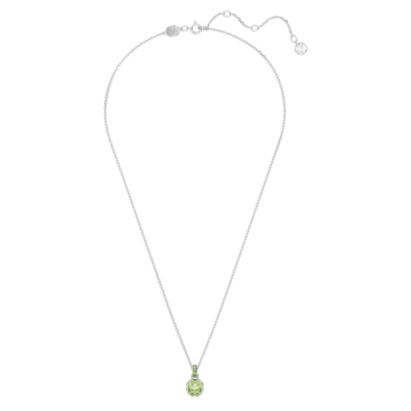 Birthstone pendant Square cut, August, Green, Rhodium plated - Image 3