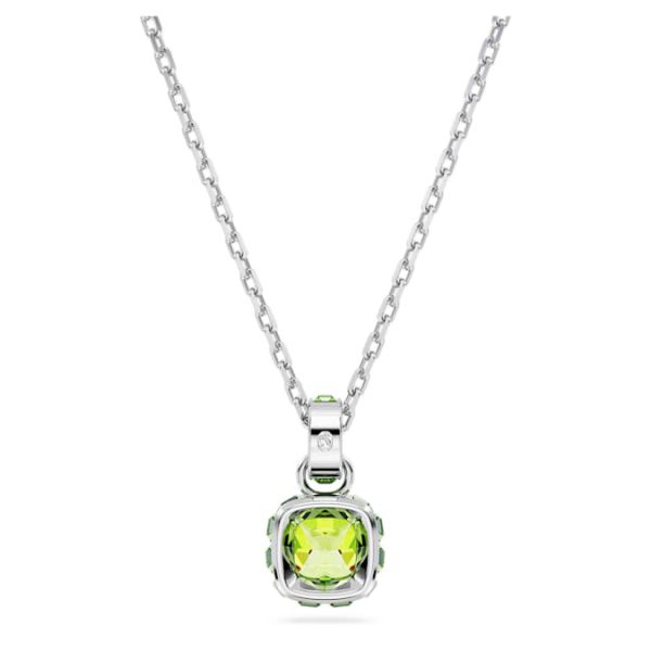 Birthstone pendant Square cut, August, Green, Rhodium plated - Image 5