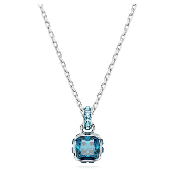 Birthstone pendant Square cut, December, Blue, Rhodium plated - Image 2