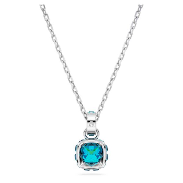 Birthstone pendant Square cut, December, Blue, Rhodium plated - Image 5