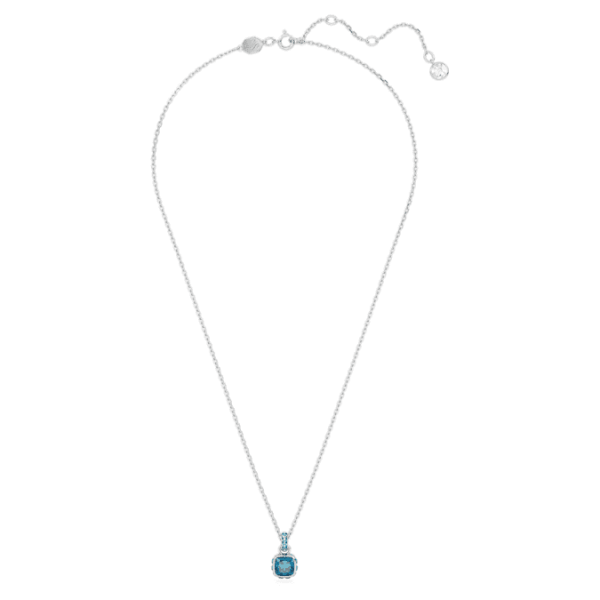 Birthstone pendant Square cut, December, Blue, Rhodium plated - Image 3