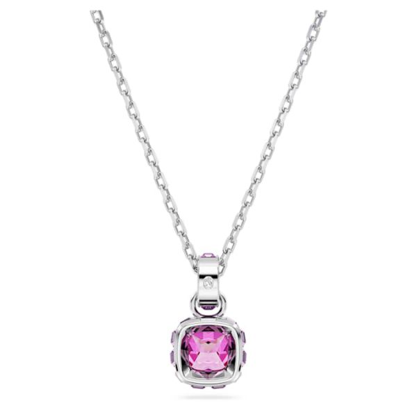 Birthstone pendant Square cut, February, Purple, Rhodium plated - Image 5