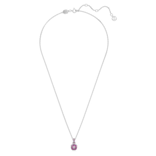 Birthstone pendant Square cut, February, Purple, Rhodium plated - Image 3