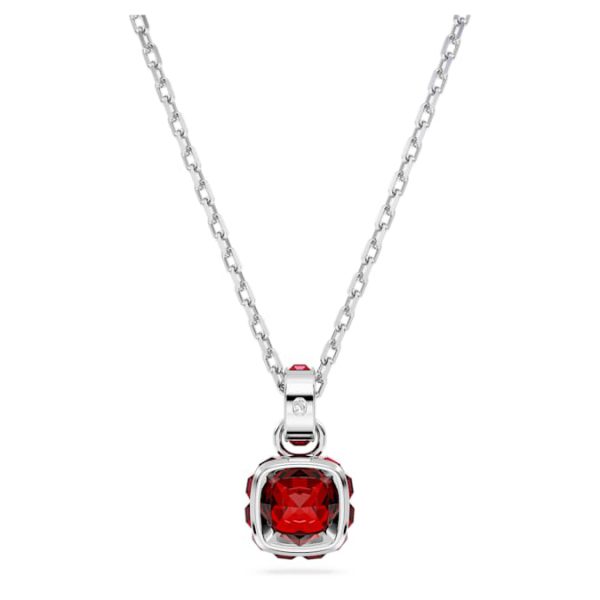 Birthstone pendant Square cut, January, Red, Rhodium plated - Image 5