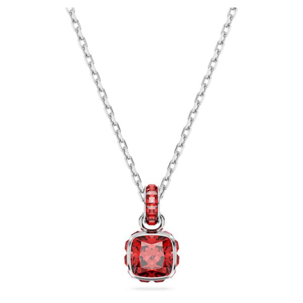 Birthstone pendant Square cut, July, Red, Rhodium plated - Image 2