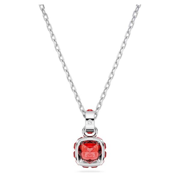 Birthstone pendant Square cut, July, Red, Rhodium plated - Image 5