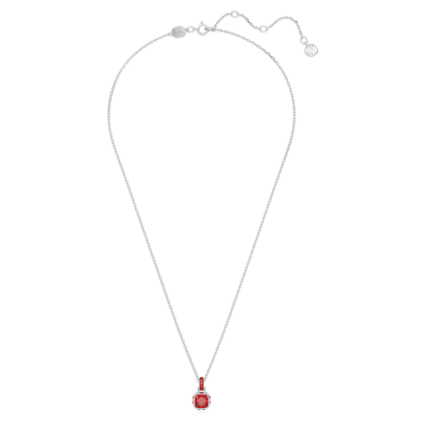 Birthstone pendant Square cut, July, Red, Rhodium plated - Image 3