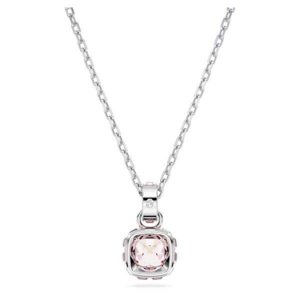 Birthstone pendant Square cut, June, Pink, Rhodium plated - Image 5