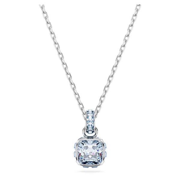 Birthstone pendant Square cut, March, Blue, Rhodium plated - Image 2
