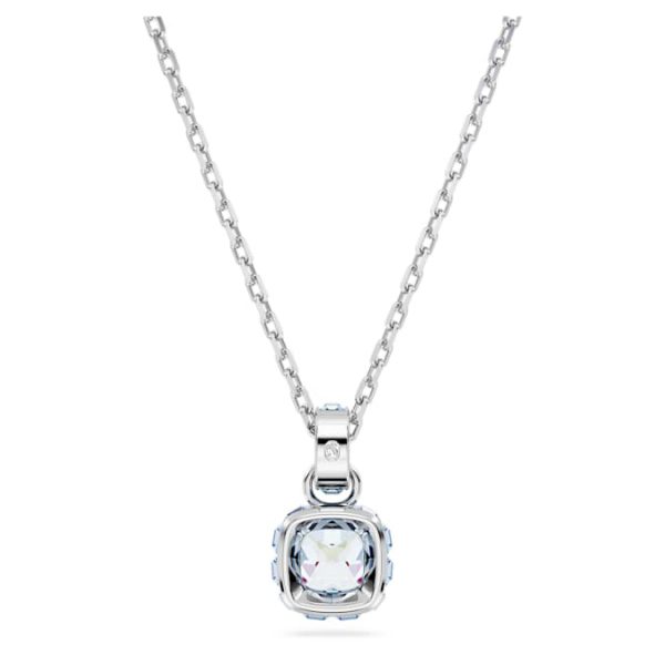Birthstone pendant Square cut, March, Blue, Rhodium plated - Image 5