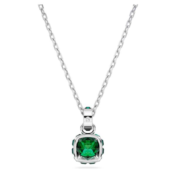 Birthstone pendant Square cut, May, Green, Rhodium plated - Image 5