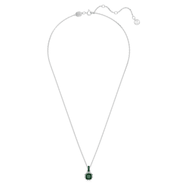 Birthstone pendant Square cut, May, Green, Rhodium plated - Image 3