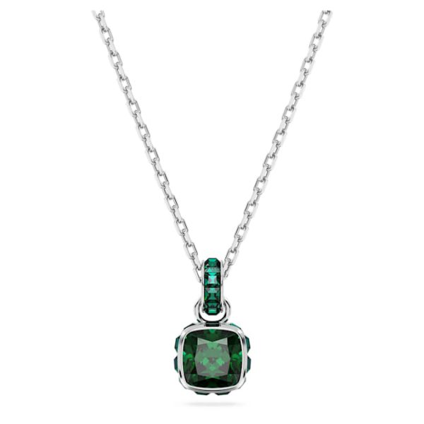 Birthstone pendant Square cut, May, Green, Rhodium plated - Image 2