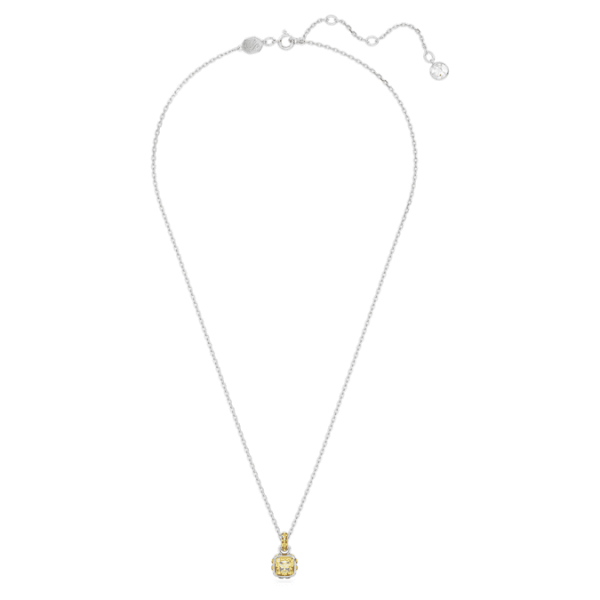 Birthstone pendant Square cut, November, Yellow, Rhodium plated - Image 3