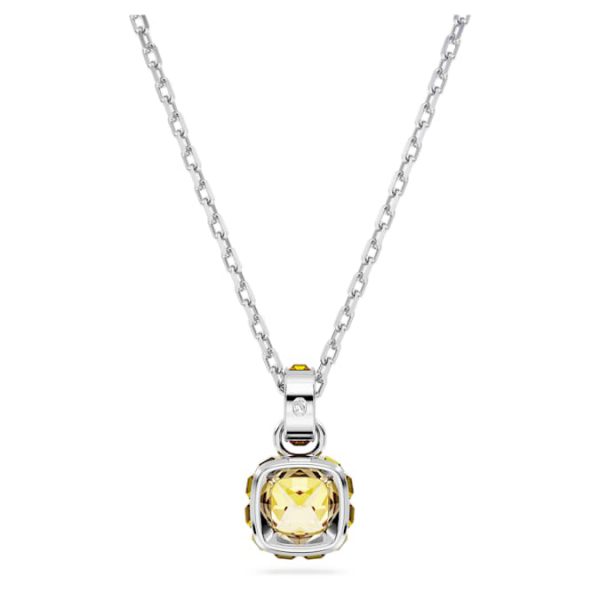 Birthstone pendant Square cut, November, Yellow, Rhodium plated - Image 5