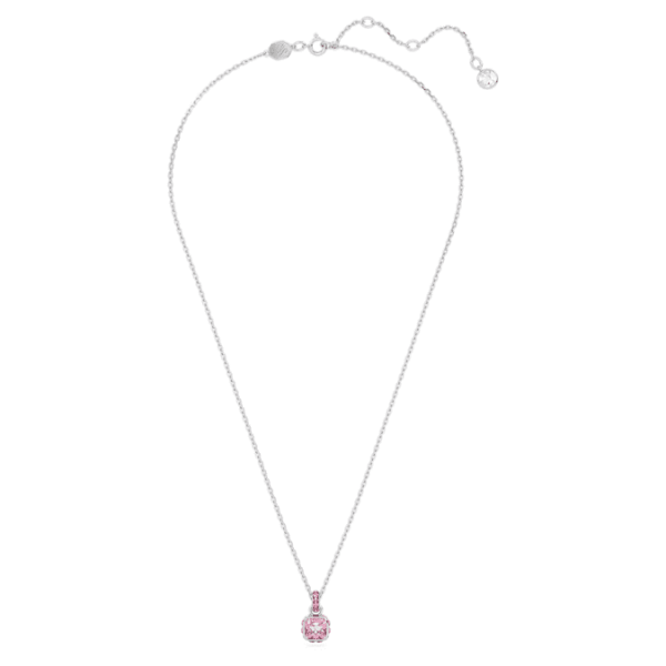 Birthstone pendant Square cut, October, Pink, Rhodium plated - Image 3