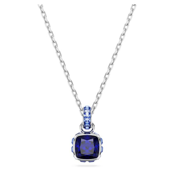 Birthstone pendant Square cut, September, Blue, Rhodium plated - Image 2