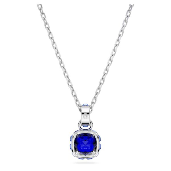 Birthstone pendant Square cut, September, Blue, Rhodium plated - Image 5