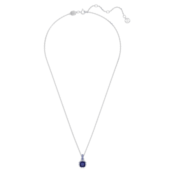 Birthstone pendant Square cut, September, Blue, Rhodium plated - Image 3