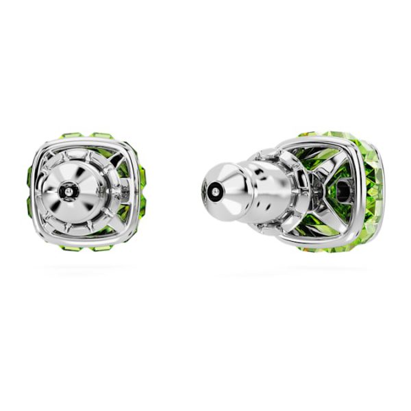 Birthstone stud earrings Square cut, August, Green, Rhodium plated - Image 5