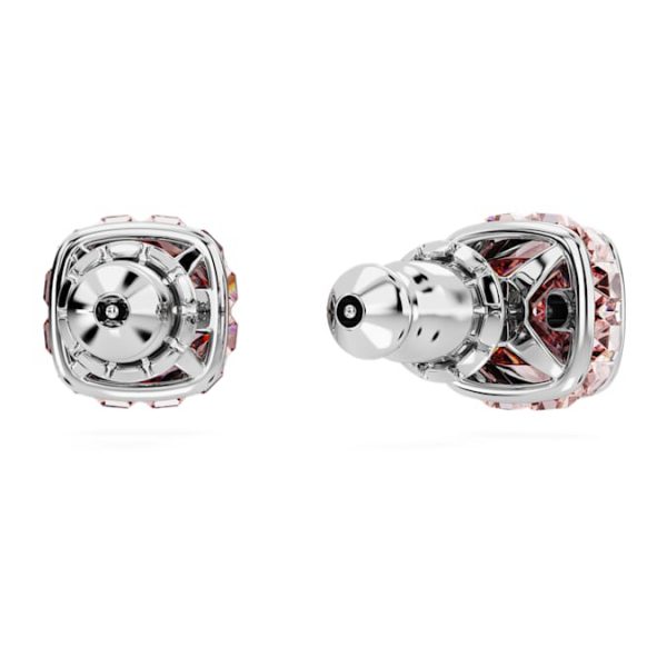 Birthstone stud earrings Square cut, June, Pink, Rhodium plated - Image 5